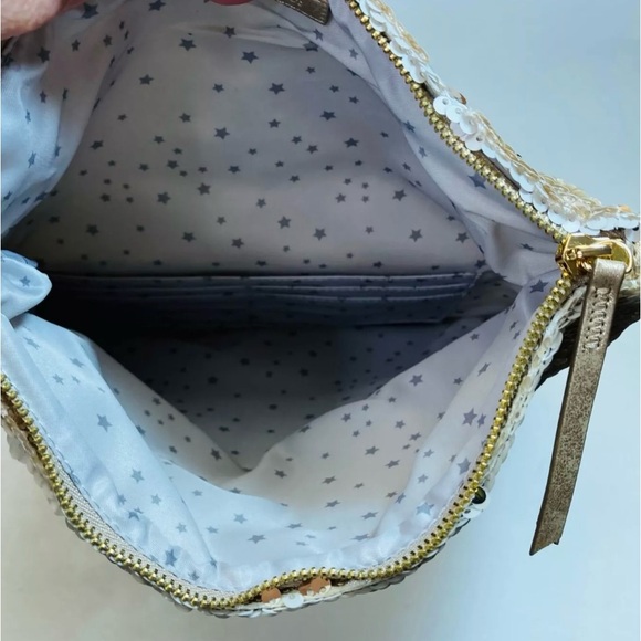 SPRING GALS  STELLA & DOT MARGEAUX OYSTER GOLD SEQUIN CLUTCH. NWT - Picture 7 of 12